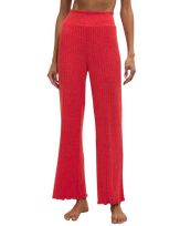 Dawn Smocked Silky Rib Trousers in Crimson Crush