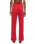 Dawn Smocked Silky Rib Trousers in Crimson Crush