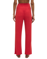 Dawn Smocked Silky Rib Trousers in Crimson Crush