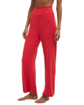 Dawn Smocked Silky Rib Trousers in Crimson Crush