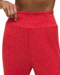 Dawn Smocked Silky Rib Trousers in Crimson Crush