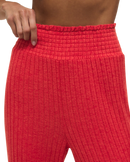 Dawn Smocked Silky Rib Trousers in Crimson Crush