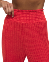 Dawn Smocked Silky Rib Trousers in Crimson Crush