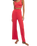 Dawn Smocked Silky Rib Trousers in Crimson Crush