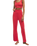 Dawn Smocked Silky Rib Trousers in Crimson Crush