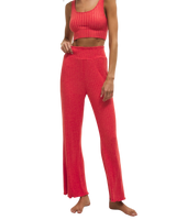 Dawn Smocked Silky Rib Trousers in Crimson Crush