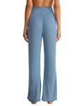 Dawn Smocked Silky Rib Trousers in Oceanic Blue