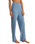 Dawn Smocked Silky Rib Trousers in Oceanic Blue