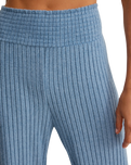 Dawn Smocked Silky Rib Trousers in Oceanic Blue