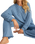 Dawn Smocked Silky Rib Trousers in Oceanic Blue