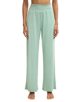 Dawn Smocked Soft Knit Trousers in Crystal Green