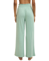Dawn Smocked Soft Knit Trousers in Crystal Green