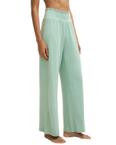 Dawn Smocked Soft Knit Trousers in Crystal Green