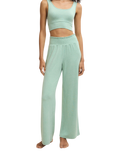 Dawn Smocked Soft Knit Trousers in Crystal Green