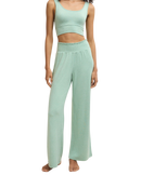 Dawn Smocked Soft Knit Trousers in Crystal Green