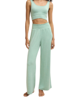 Dawn Smocked Soft Knit Trousers in Crystal Green