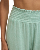 Dawn Smocked Soft Knit Trousers in Crystal Green