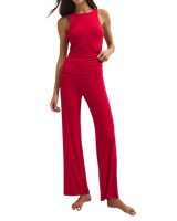 Essential Fold Over Trousers in Kiss Me Red