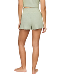 The Z Supply Womens Dawn Smocked Silky Rib Shorts in Aqua Cloud