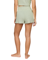 The Z Supply Womens Dawn Smocked Silky Rib Shorts in Aqua Cloud