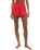 Dawn Smocked Silky Rib Shorts in Crimson Crush