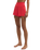 Dawn Smocked Silky Rib Shorts in Crimson Crush