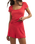 Dawn Smocked Silky Rib Shorts in Crimson Crush