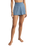 Dawn Smocked Silky Rib Shorts in Oceanic Blue
