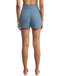 Dawn Smocked Silky Rib Shorts in Oceanic Blue