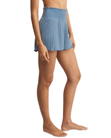 Dawn Smocked Silky Rib Shorts in Oceanic Blue
