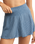 Dawn Smocked Silky Rib Shorts in Oceanic Blue