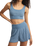 Dawn Smocked Silky Rib Shorts in Oceanic Blue