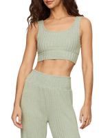 The Z Supply Womens Zoe Silky Rib Tank Bra in Aqua Cloud