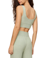 The Z Supply Womens Zoe Silky Rib Tank Bra in Aqua Cloud