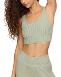 The Z Supply Womens Zoe Silky Rib Tank Bra in Aqua Cloud
