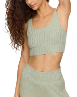 The Z Supply Womens Zoe Silky Rib Tank Bra in Aqua Cloud