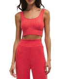 Zoe Silky Rib Tank Bra in Crimson Crush
