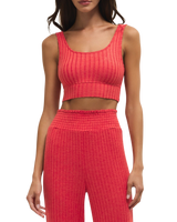 Zoe Silky Rib Tank Bra in Crimson Crush
