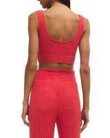 Zoe Silky Rib Tank Bra in Crimson Crush