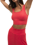Zoe Silky Rib Tank Bra in Crimson Crush