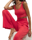Zoe Silky Rib Tank Bra in Crimson Crush