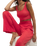 Zoe Silky Rib Tank Bra in Crimson Crush