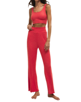 Zoe Silky Rib Tank Bra in Crimson Crush