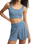 Zoe Silky Rib Tank Bra in Oceanic Blue