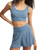 Zoe Silky Rib Tank Bra in Oceanic Blue