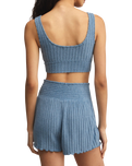 Zoe Silky Rib Tank Bra in Oceanic Blue