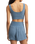 Zoe Silky Rib Tank Bra in Oceanic Blue