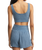 Zoe Silky Rib Tank Bra in Oceanic Blue