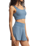 Zoe Silky Rib Tank Bra in Oceanic Blue