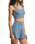 Zoe Silky Rib Tank Bra in Oceanic Blue